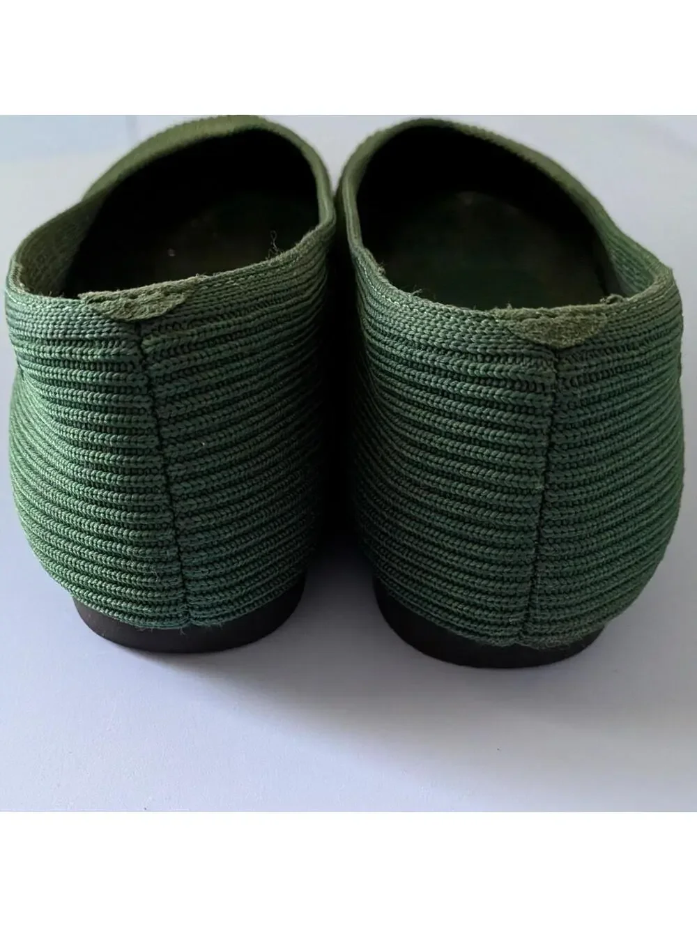 VIVAIA Margot Olive Green Square Toe Knit Ballet Flats Washable Womens Size 8.5